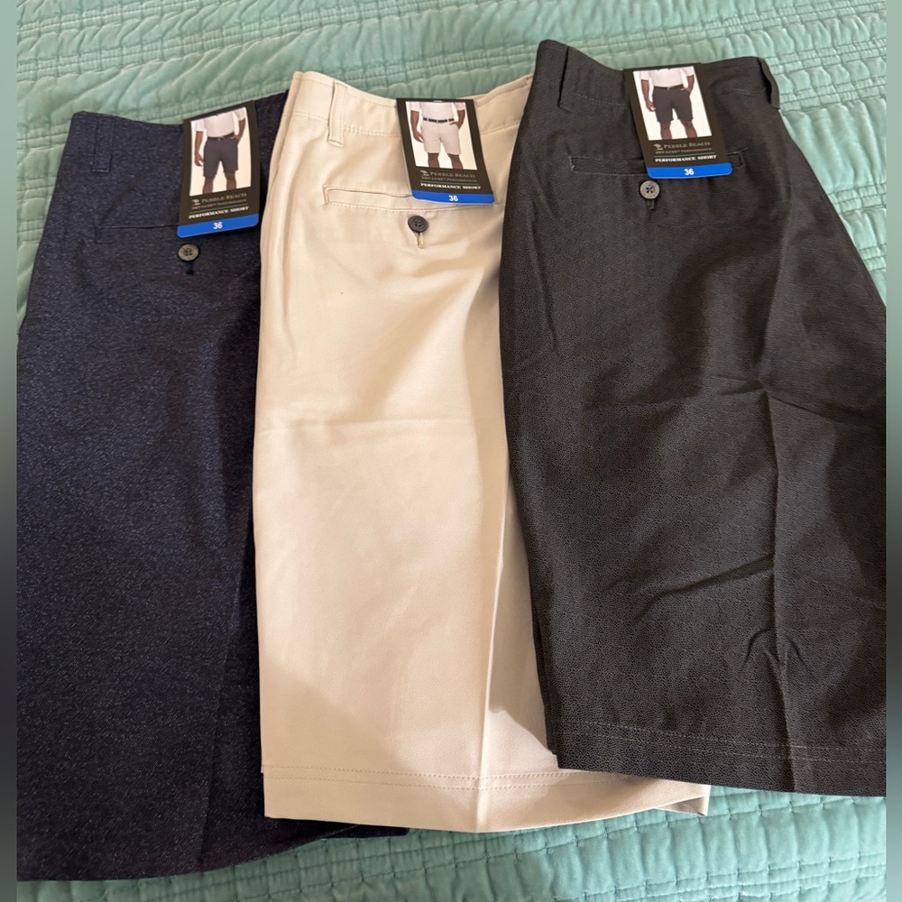 (Lot of 3) Pebble Beach Dry-Luxe performance men's golf shorts